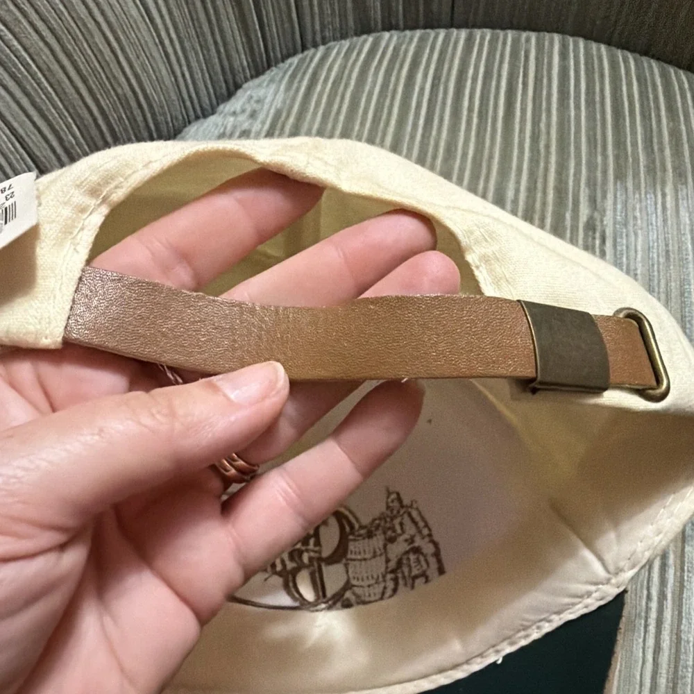 Cap Cracker Barrel Strapback Hat Baseball Lt Tan Leather Brim JJ Of Dallas VTG